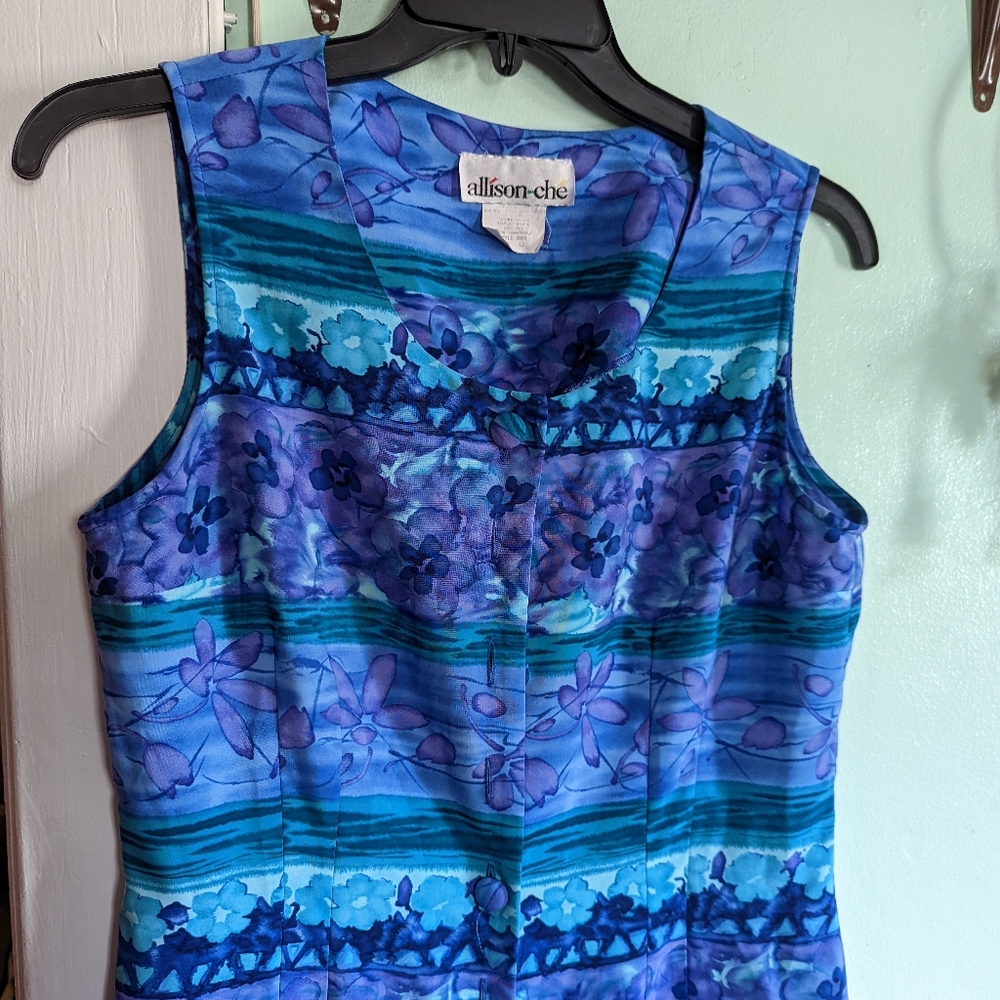 Allison-che Blue hues flower patterned dress